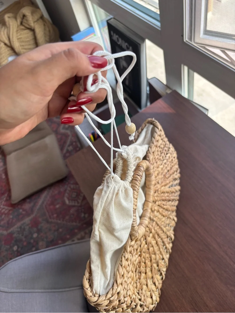 Straw Studios Woven Round-Handle Tote in Natural Tan